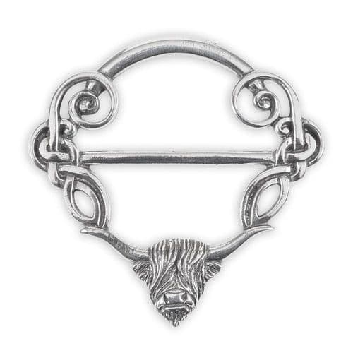 Pewter Scarf Ring featuring a Highland Cow