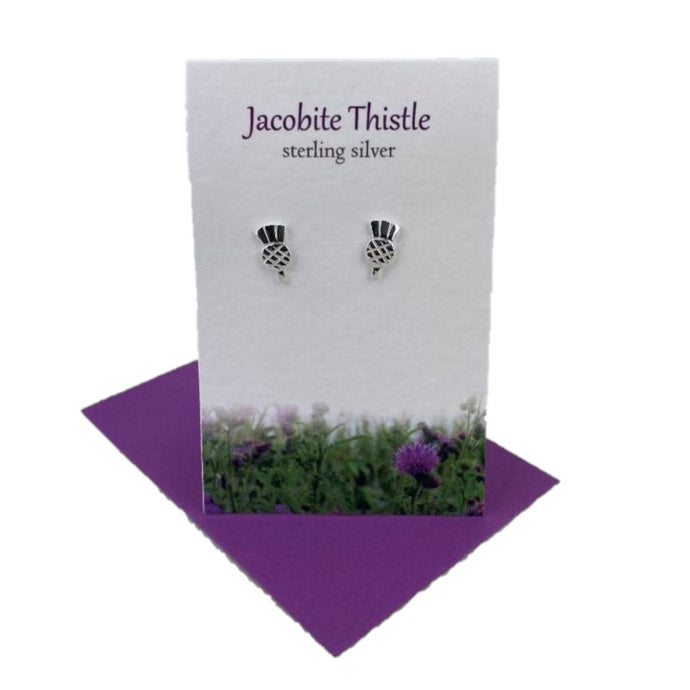 Sterling Silver Scottish earrings with jacobite thistle design