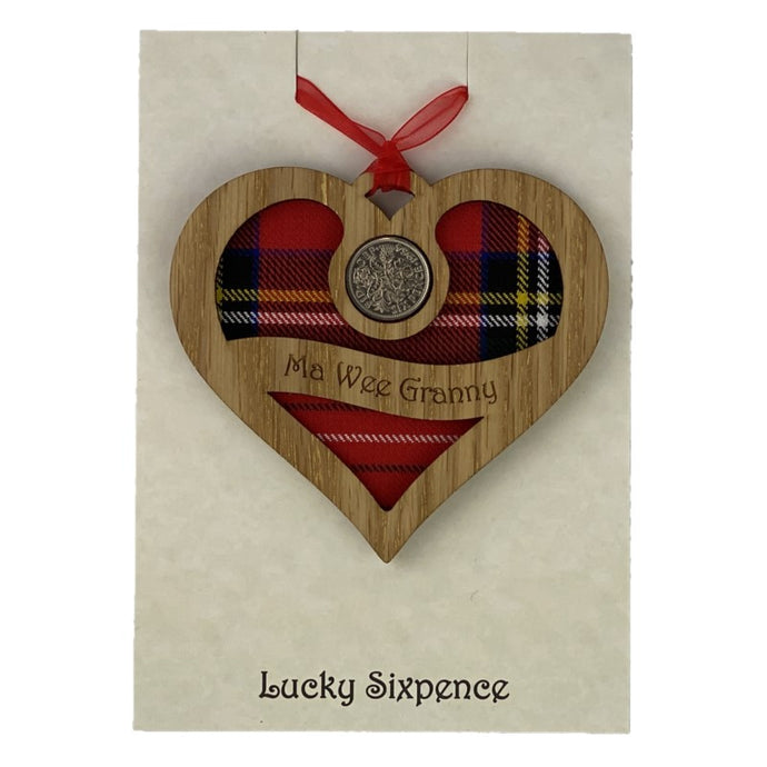 Lucky Sixpence Heart Wall Plaque For Granny