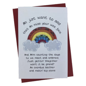 Miss you card with rainbow design