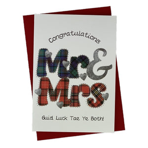Congratulation Card for Couple with Tartan Writing