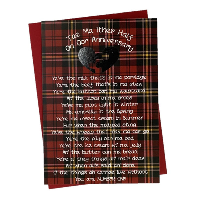 Funny Anniversary Card with Poem and Tartan Print