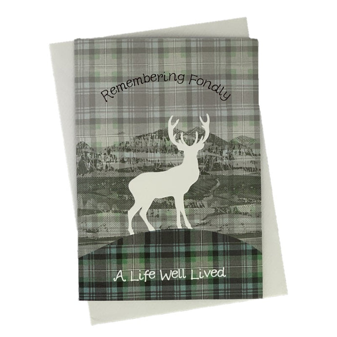 Sympathy Card that says 'Remembering Fondly' with a stag on the front