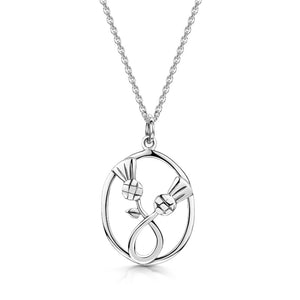 Silver Pendant Necklace with  Dancing Thistle design
