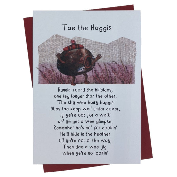 Tae The Haggis  Card with a haggis design featuring a poem