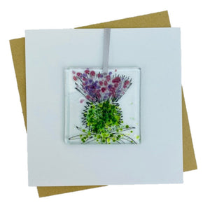Thistle card with fused glass art decoration