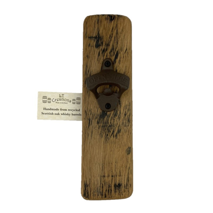 Wall Bottle Opener made from whisky barrels