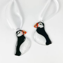 Load image into Gallery viewer, Puffin fused glass decoration
