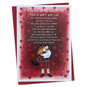 Valentines card with couple and ma ain true love poem