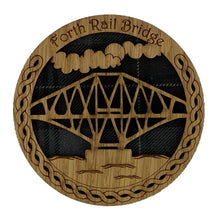 Load image into Gallery viewer, Wooden Mug Coaster with Fourth Rail Bridge Design
