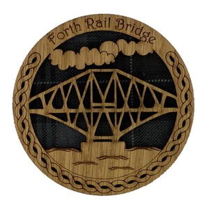 Wooden Mug Coaster with Fourth Rail Bridge Design