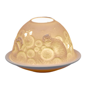 Porcelain dome tealight holder with detailed features