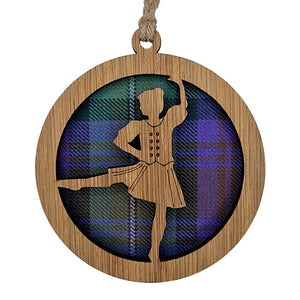 Round hanging plaque with a tartan background
