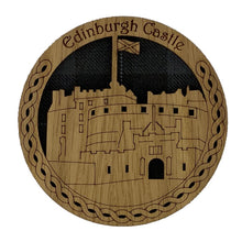 Load image into Gallery viewer, Edinburgh Castle Wooden Mug Coaster with design of edinbrgh castle
