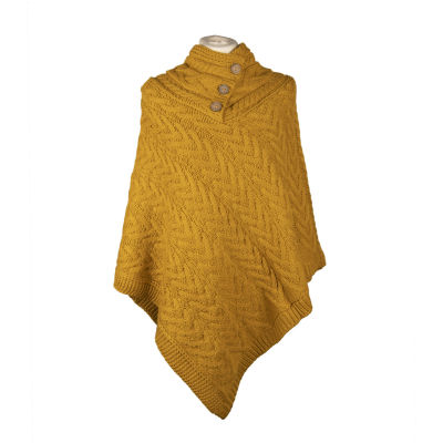 High Quality Poncho Wrap with 3 Button Detail