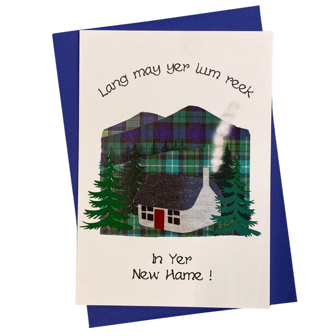Funny Scottish New Home Card with 'Lang May Yer Lum Reek' phrase