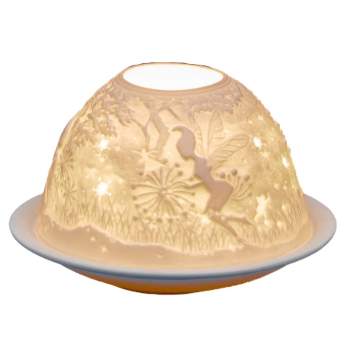 Porcelain dome tealight holder with detailed features