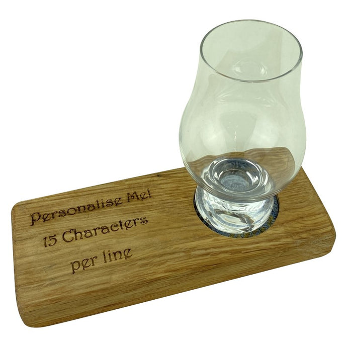Personalised Whiskey Glass Gift Set with handmade wooden base
