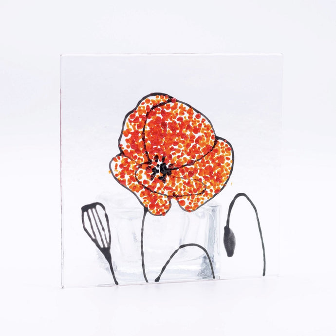 Poppy Fused Glass Candle Holder