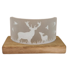 Load image into Gallery viewer, Wooden Tea Light Candle Holder with Glass Sheet and Highland Cow Design
