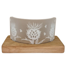 Load image into Gallery viewer, Wooden Tea Light Candle Holder with Glass Sheet and Highland Cow Design
