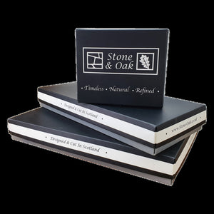 Slate Coasters featuring engraving. designed cut and boxed in Scotland