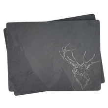 Load image into Gallery viewer, Slate placemats featuring engraving. designed cut and boxed in Scotland
