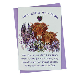 You're Like A Mum To Me Mothers Day Card with a floral coo design on the front